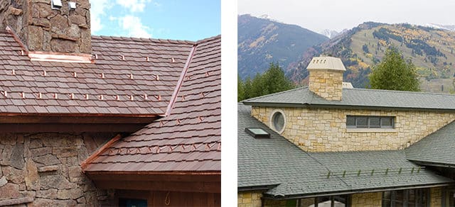davinci snowguards on two roofs in different parts of the country