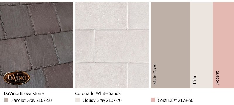 White Stone Exterior Color Schemes with Bellaforté Slate Brownstone