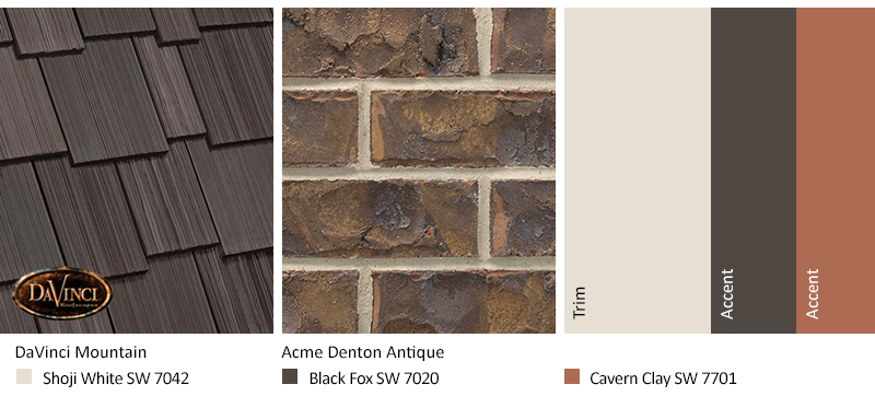 Black Brick Exterior Color Schemes with Multi-Width Shake Mountain