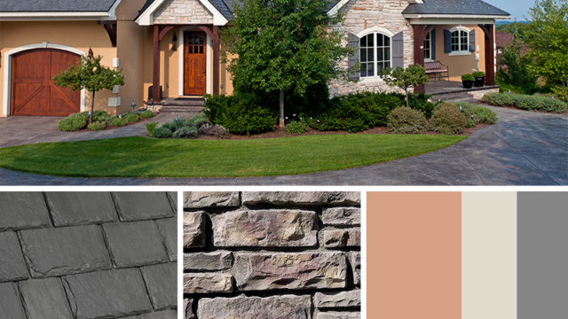 Gray Stone Exterior Color Schemes with Multi-Width Slate Slate Gray