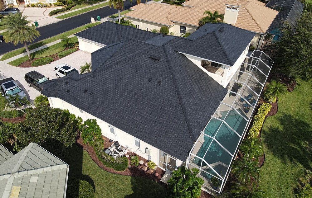  The Class 4 impact rating on this high-performance composite slate roof will give the homeowners peace of mind when golf balls fly their way. 