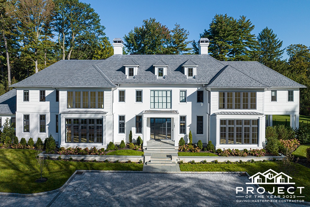 This custom home's composite roof needed to be lightweight, low maintenance and complementary to the home's architectural style. DaVinci Slate met all criteria.