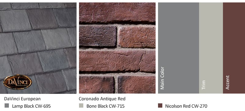 Red Brick Exterior Color Schemes and Province Slate European roof