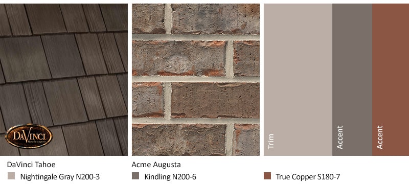 gray brick exterior color schemes with Select Shake Tahoe