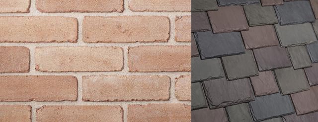 Beldin Belcrest310 Brick Bayport (Pink) with DaVinci Roofscapes Aberdeen Synthetic Slate
